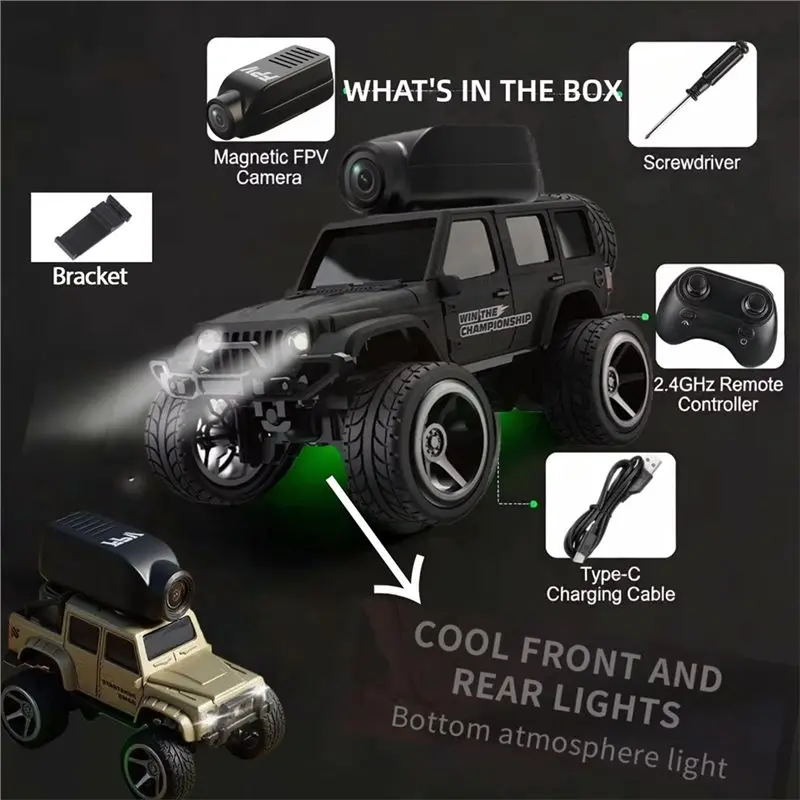 【NEW USER EXCLUSIVE】Mini Size 1:64 FPV RC Car With 4WD RC Camera Wifi APP Climbing Off-Road Portable Interactive For Kids Ad