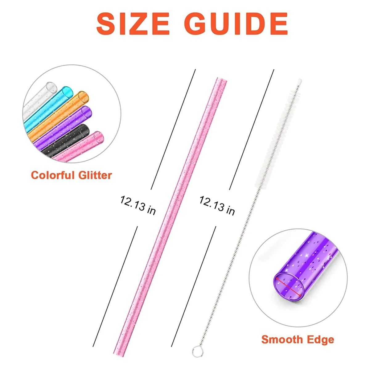 12 Pack Color Replacement Straws for Simple Modern Tumbler, Reusable Glitter Straws Accessories