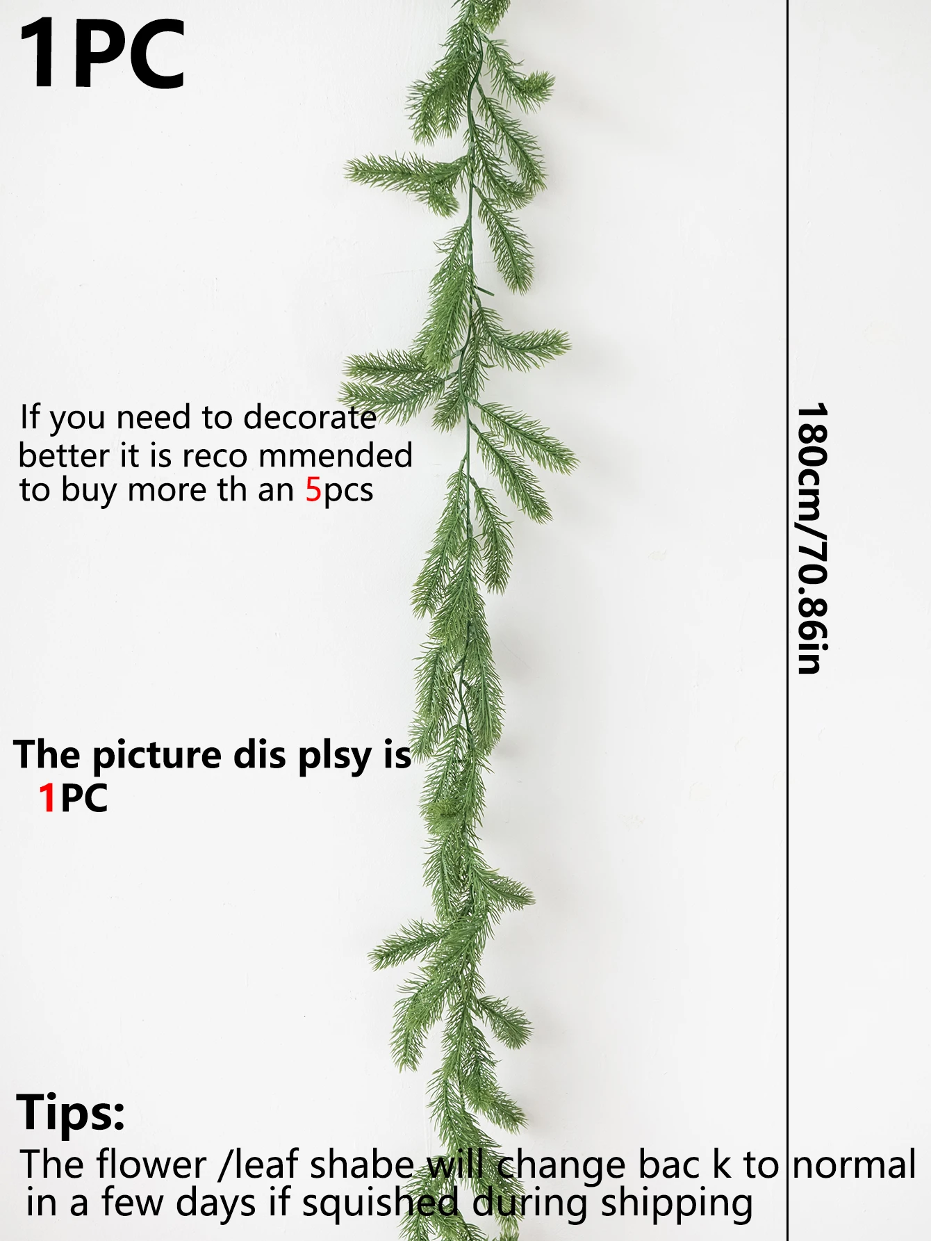 1 Stück 72 Mesh Künstliche Pflanze Kiefernnadel-Ranke Weihnachtsbaum-Deko für Außenbereich, Garten, Zuhause, Festivals, Partys, Hochzeiten, Fotografie-Requisite D – Detail 7