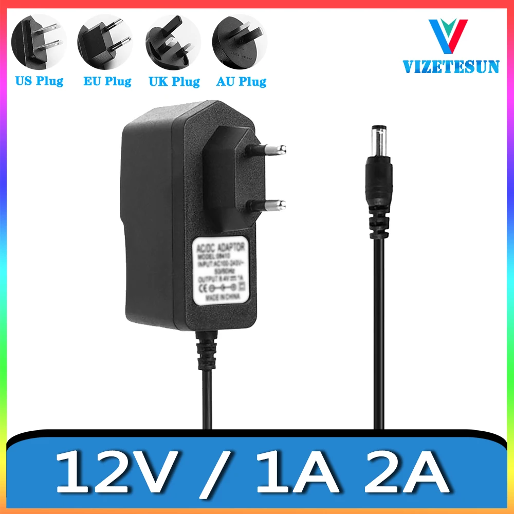 

12V 1A 2A Mobile DVD Player DVD EVD Small TV Power Cord Adapter DC 5.5*2.1MM