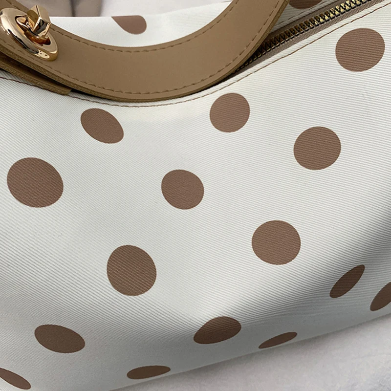 Koreanische Umhängetasche mit Polka Dots, leichte Damen-Umhängetasche, vielseitige, lässige Colorblock-Handtasche für den Arbeitsweg, Reißverschluss – Detail 2