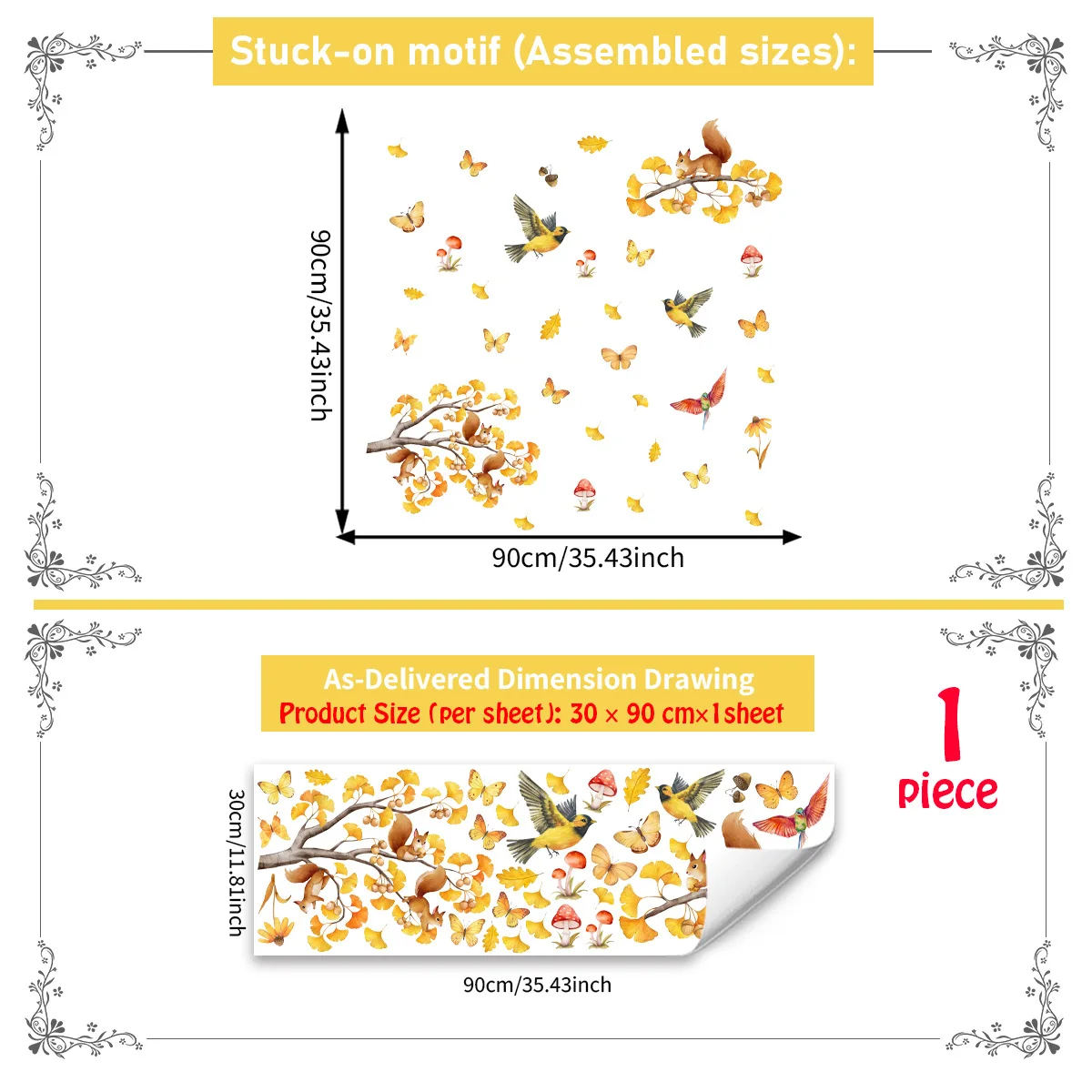 Reusable Autumn Window Clings with Sunflower and Butterfly Prints Double-Sided for static Clings for Temporary Yet Vibrant