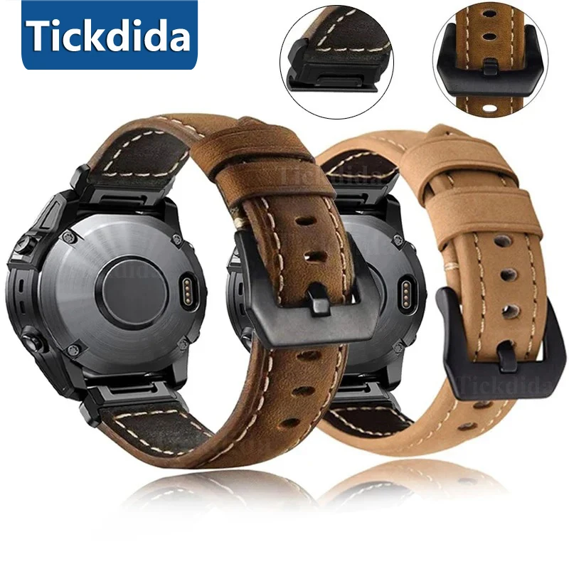 

Ремешок из натуральной телячьей кожи для Garmin Fenix 8 7 7X 6 6X Enduro 3 2 Epix Pro 51 мм 47 мм Tactical x 7 Pro Quickfit 26 мм 22 мм