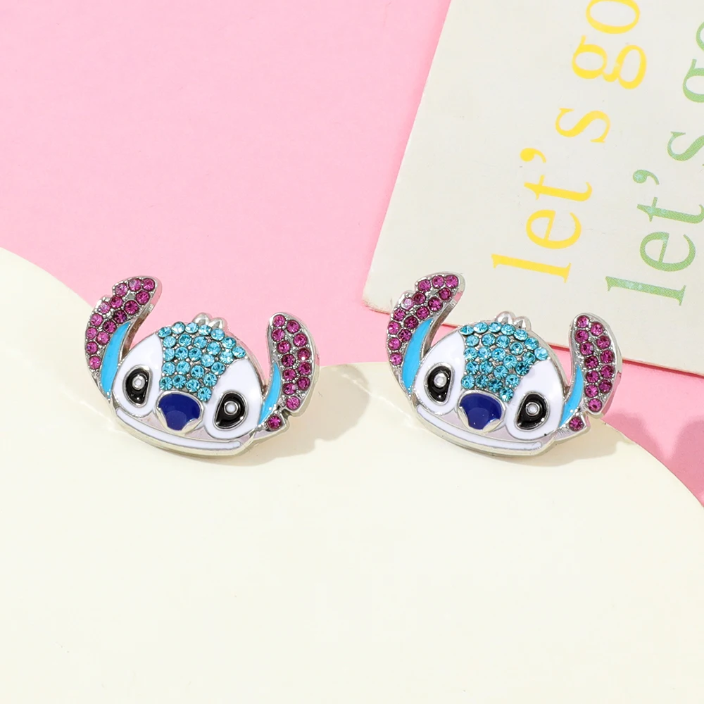 Stylish Lilo & Stitch Rhinestone Studs Sparkling Glam Lightweight & Comfortable Daily Wear Earrings for Women