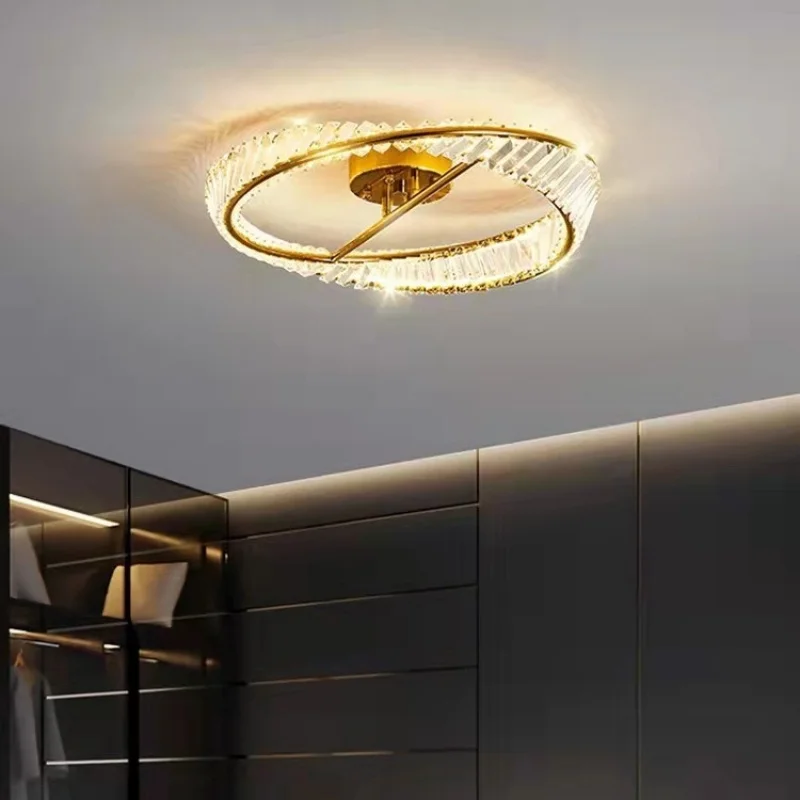 Imagem -03 - Lâmpada de Teto de Cristal de Luxo para Sala Luz Italiana Pós-moderno Simples Redondo Quarto Atmosférico Led Novo Estilo