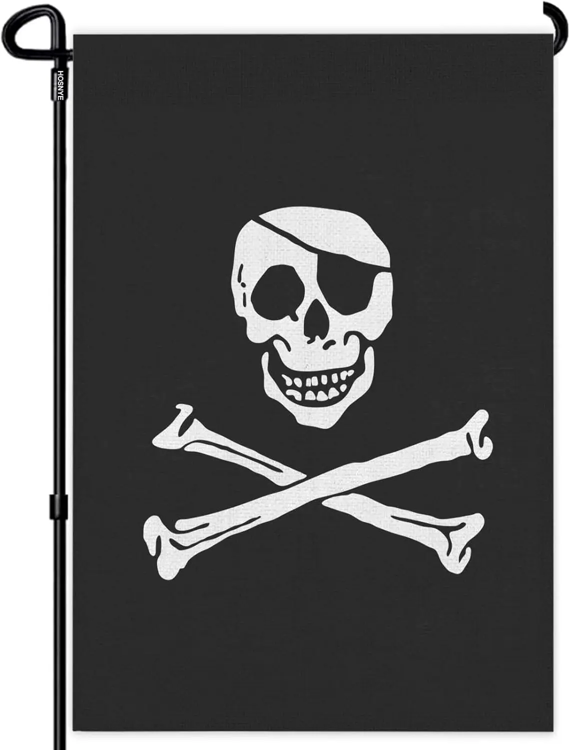 HOSNYE Pirate Flag Garden Flags Double Sided Yard Flags Jolly Roger with Eyepatch Evil Skull Garden Flags 12x18 inch for Yar yyi