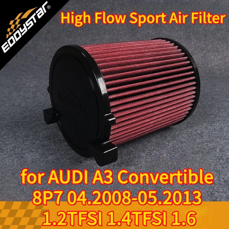 

High Flow Sport Air Filter for AUDI A3 Convertible 8P7 04.2008-05.2013 1.2TFSI 1.4TFSI 1.6 Washable Racing Intake Filters