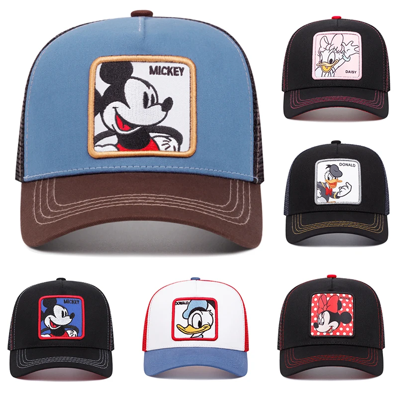 Mickey Donald cartoon baseball cap Summer outdoor breathable mesh hat American trucker hat