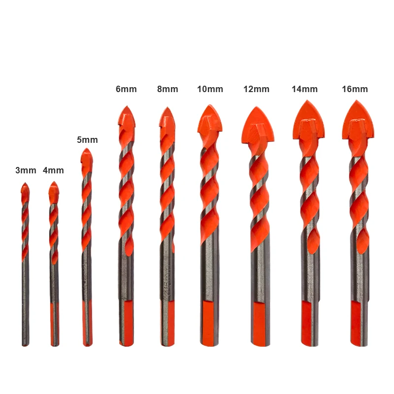 3-16mm Multifunctional Glass Metal Tile Drill Bit Triangle Diamond Drill Set Ceramic Concrete Brick Wood Punching Hole Saw Drill