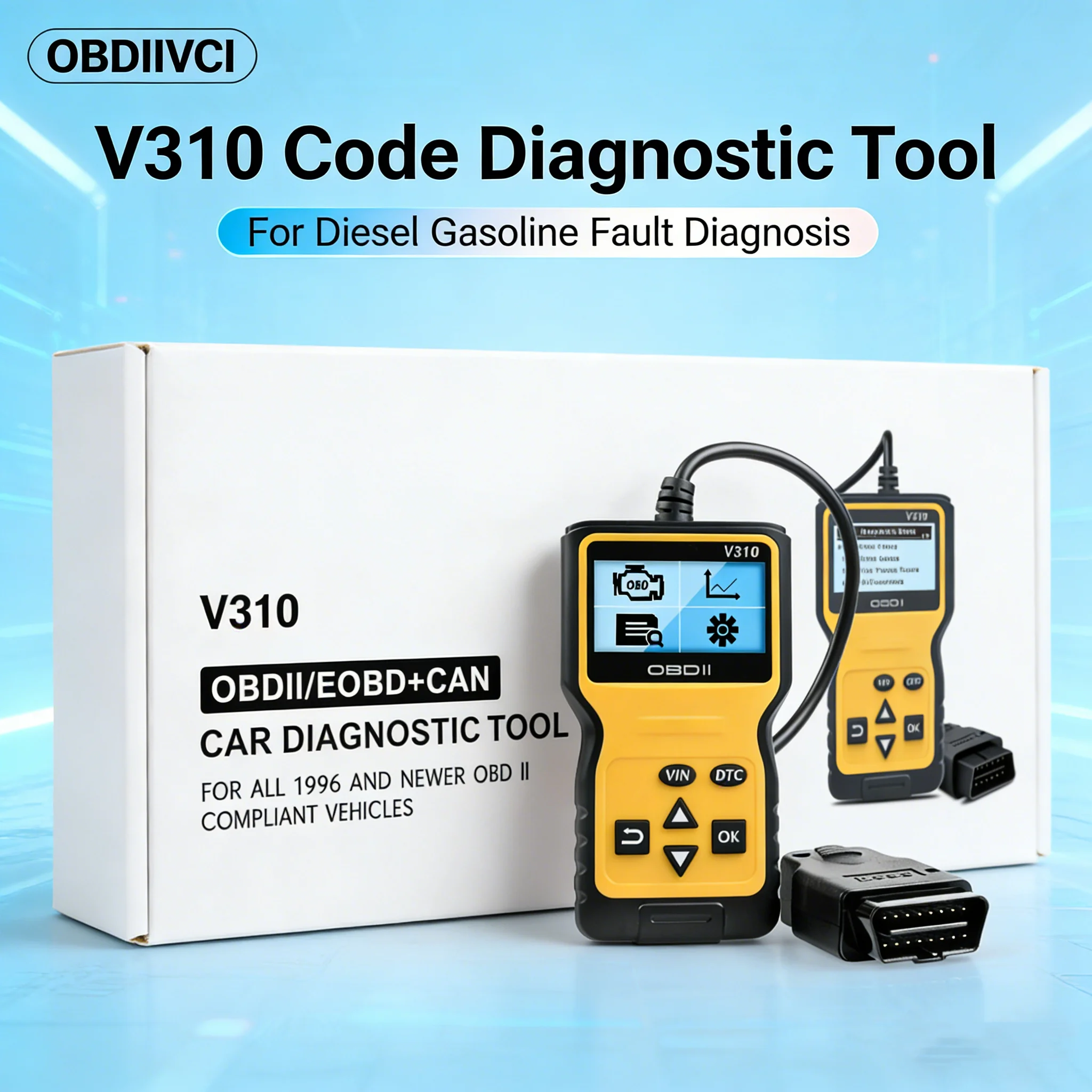 V310 Code Scanner Mini Portable Easy Carry OBD Detection Interface Read & Erase Codes Fault Diagnostic Tools