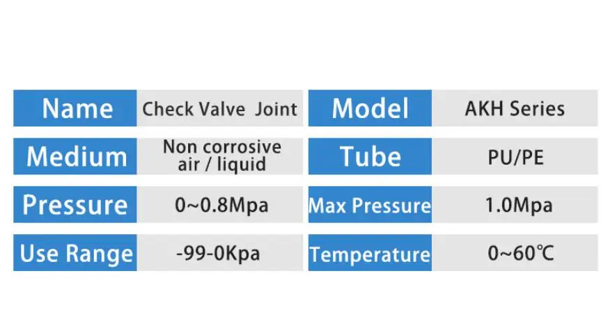Elettrovalvola Straight Pneumatic Control AKH Non Return Plastic Check Valve AKH04 AKH06 AKH08 One-touch Fittings Pneumatic One-way SMC Type Pneumatica — dettaglio 1