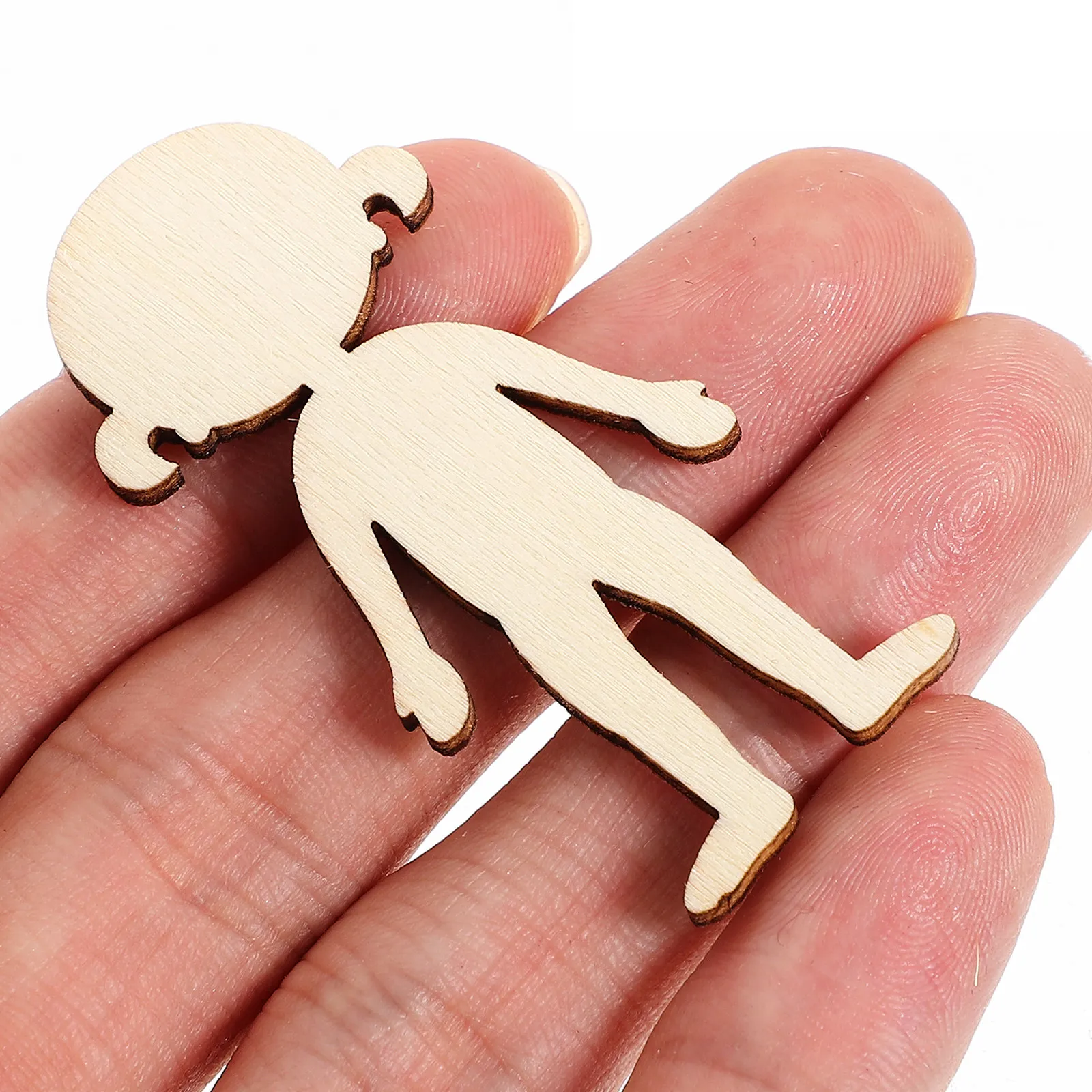 

200Pcs Unfinished Wooden Girl Cutouts Blank Craft Wood Pieces for DIY Ornament Decorating Kit Christmas Halloween School