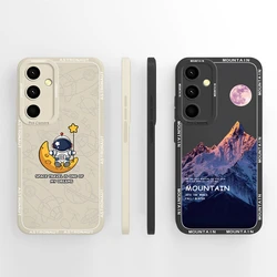 Case For Samsung Galaxy A35 5G Pretty Mountain Astronaut Liquid Silicone Protection Covers For Samsung Galaxy A 35 Fundas Coque