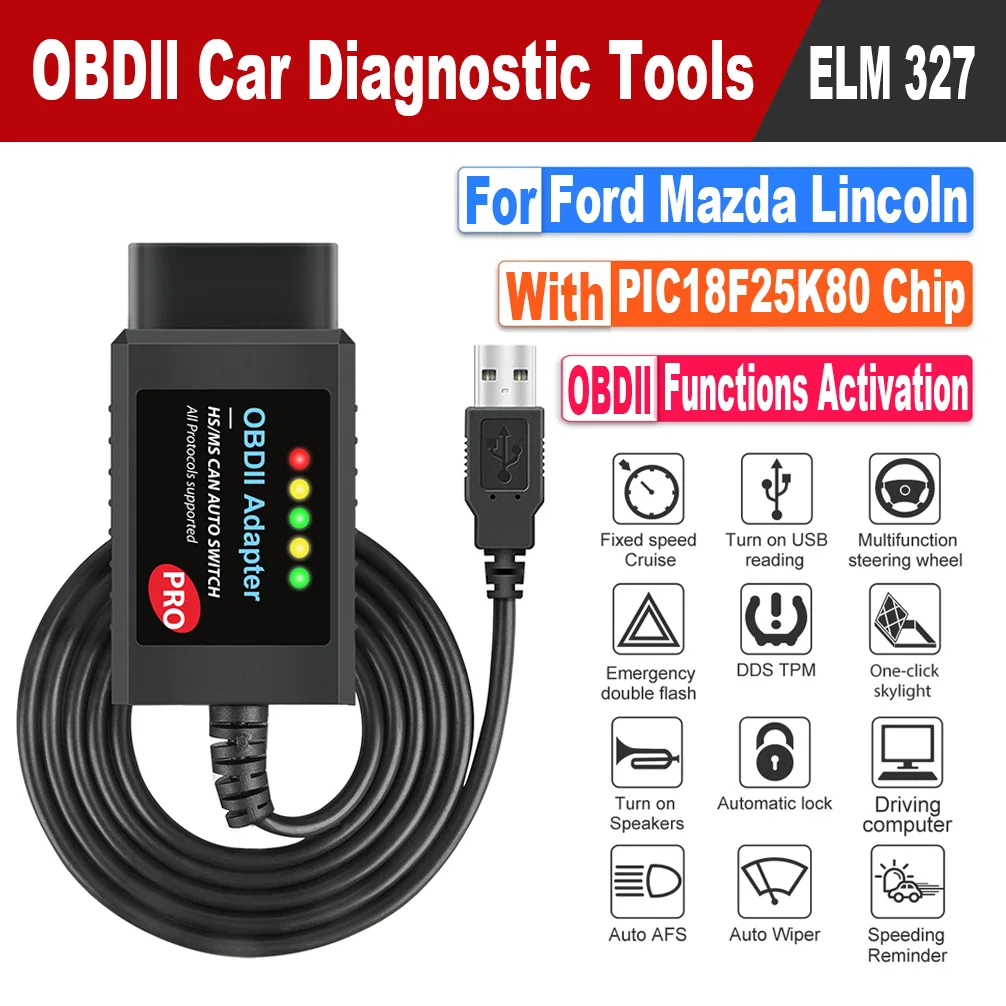 

ELM 327 OBD2 Scanner FOR-Scan Pro USB V1.5 For Ford Mazda Lincoln ELMconfig Automotive Scanner Car Diagnostic Tools HS MS-CAN
