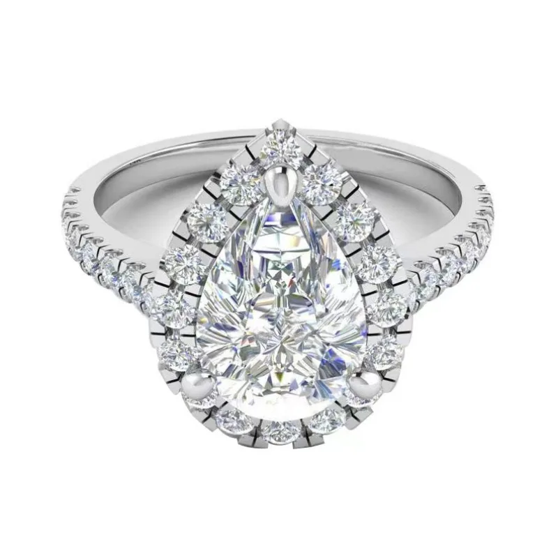 Waterdrop Micro-Set Full Diamond Women's Rings, European and American Popular 2-Piece Set