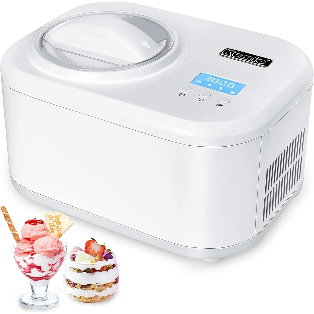 

1.2-Quart Automatic Ice Cream Maker with Compressor, No Pre-freezing, 4 Modes Frozen Yogurt Machine with LCD Display & Timer