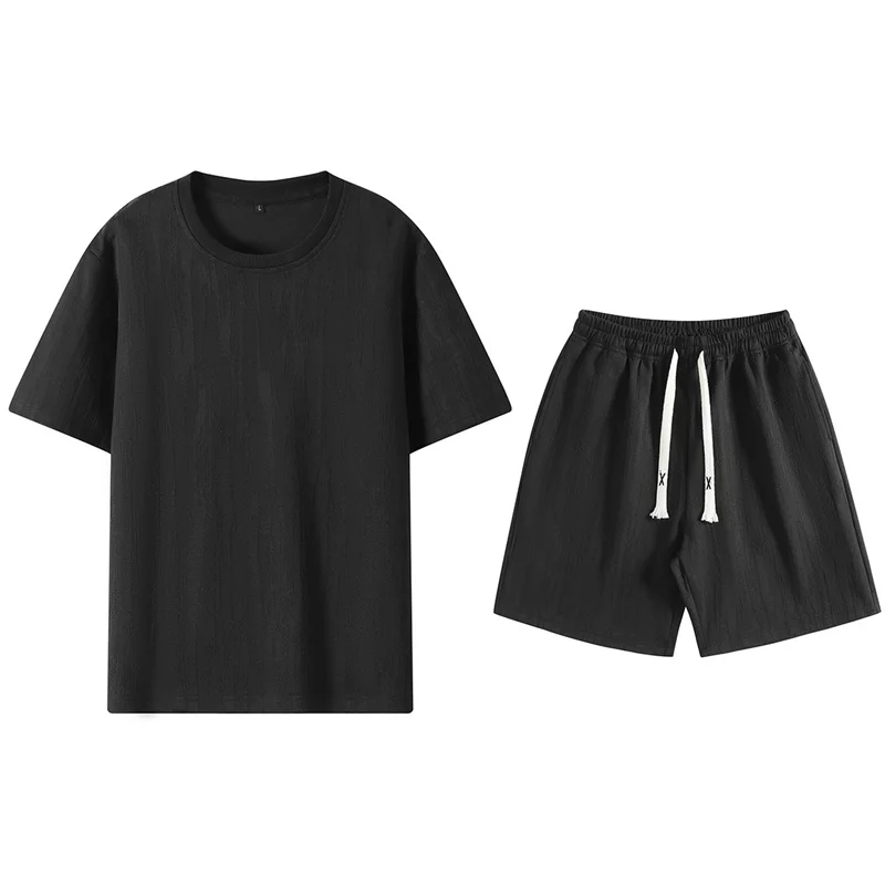 

Fashion Summer T-Shirt +Shorts Two Piece Run sets Men Short Sleeve Outdoor Sportswear Breathable Fitness sets men Casual Suit