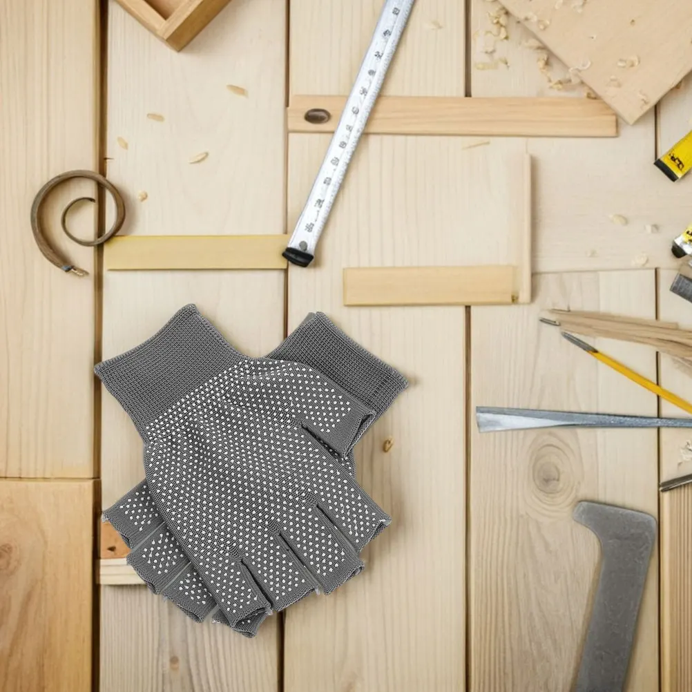 8 قطعة 8 أزواج قفازات العمل بدون أصابع المضادة للانزلاق تنفس المواد خفيفة الوزن البوليستر نصف إصبع قبضة ثابتة حديقة الرجال النساء