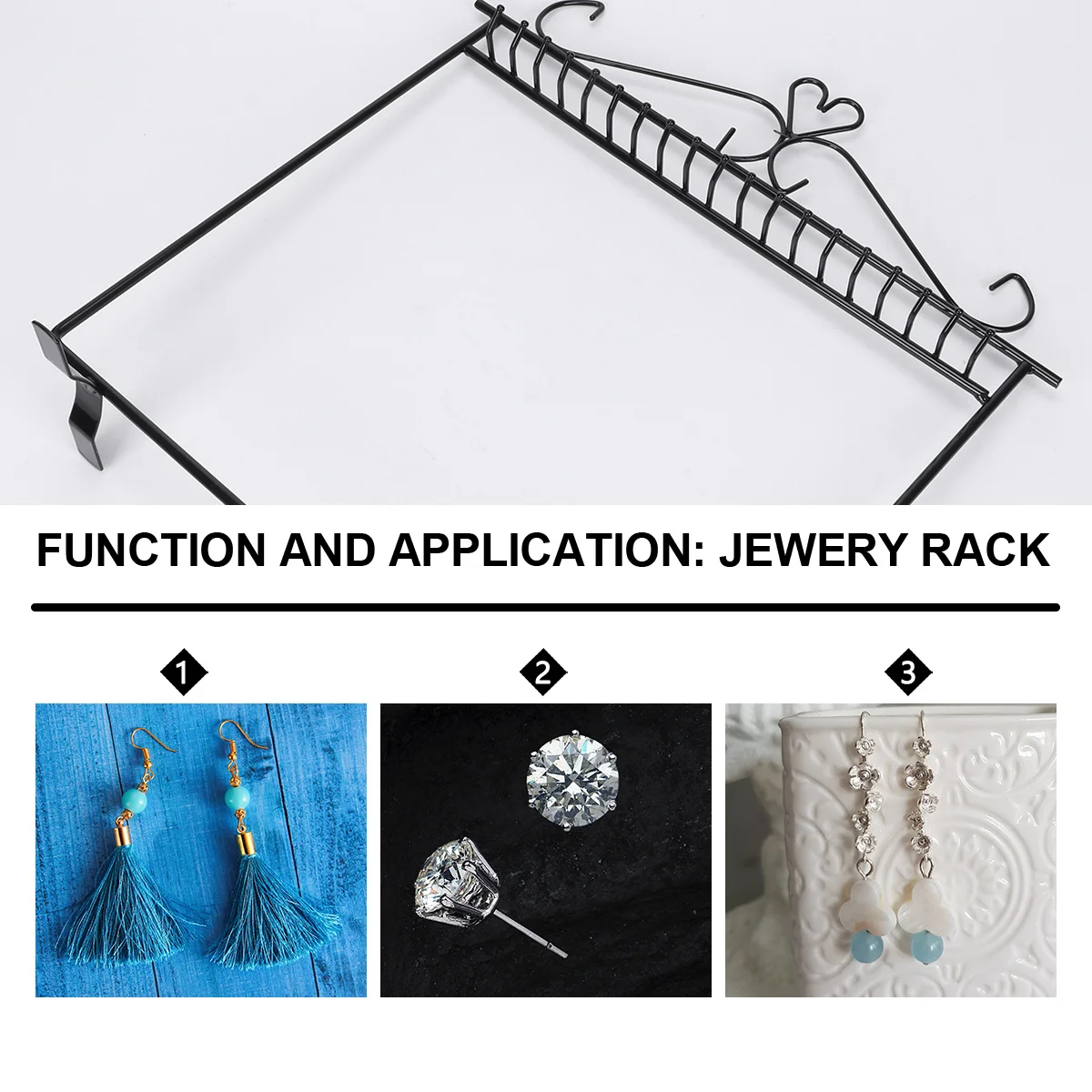 1Pcs Metal Jewelry Display Stand Black Practical Necklace Bracelet Rack for Retail Show Organizer Jewelry Display