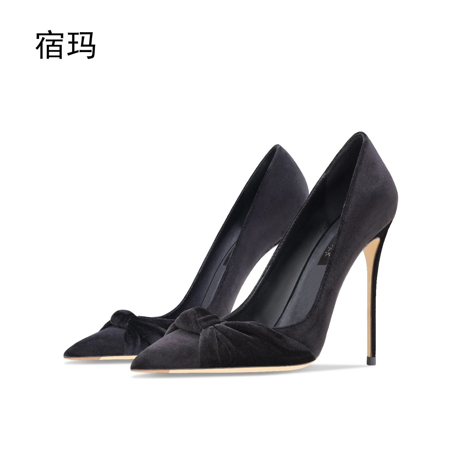 luxury women's shoes Women's Shoes 2024 Butterfly-knot Concise Flock High heels Women Pumps Pointed toe Office Ladies Fashion Co