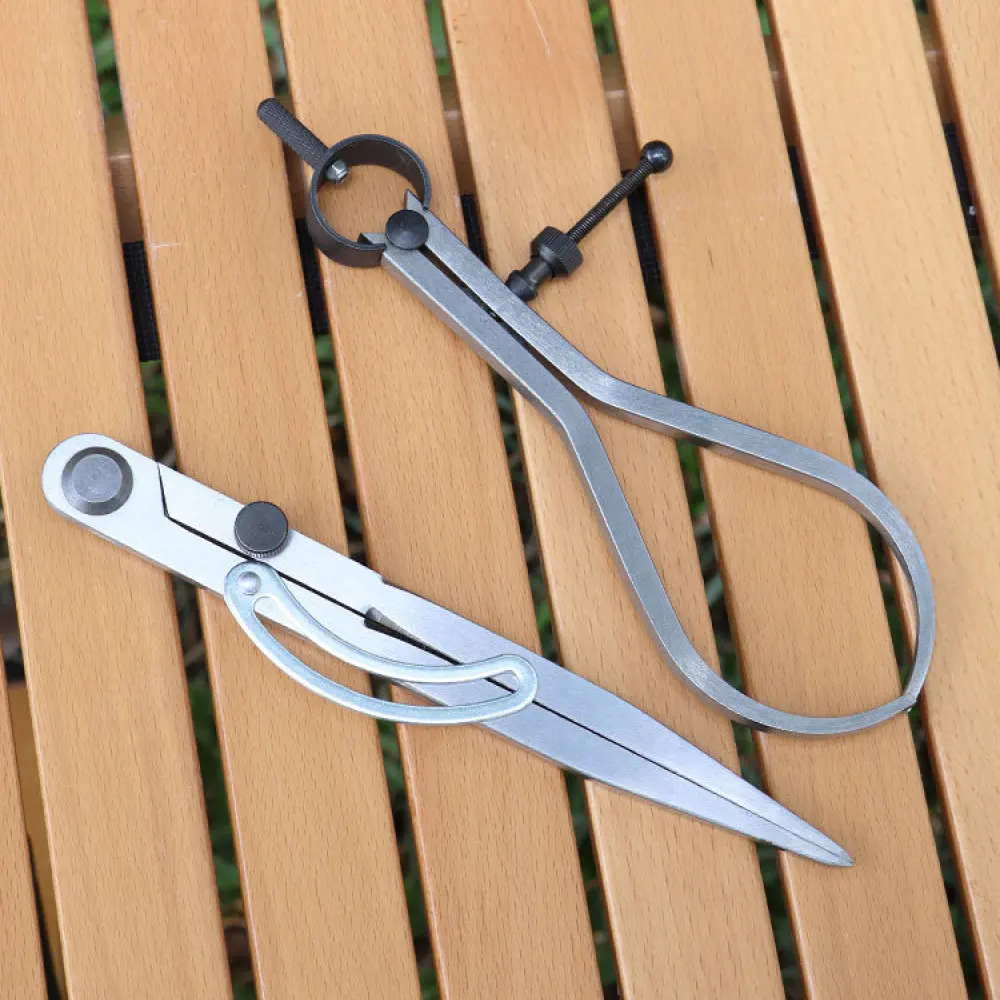 Durable Carbon Steel Wing Divider Scriber Sewing Compass Gauge Tool Leather Craft Marking Layout Pencil Holder Design Tool