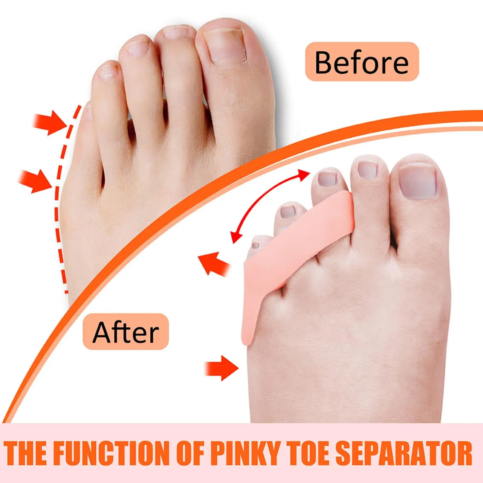 2 toe protectors Silicone toe 3-hole toe separator Thumb protector adjustment pad Toe fixation foot care tool
