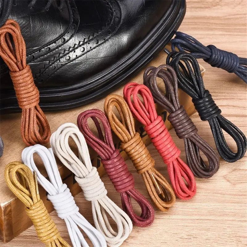 100/120/140CM Waxed Cotton Round Shoe Laces Leather Shoes Lace Waterproof ShoeLaces Unisex Boots Shoelace Shoestring
