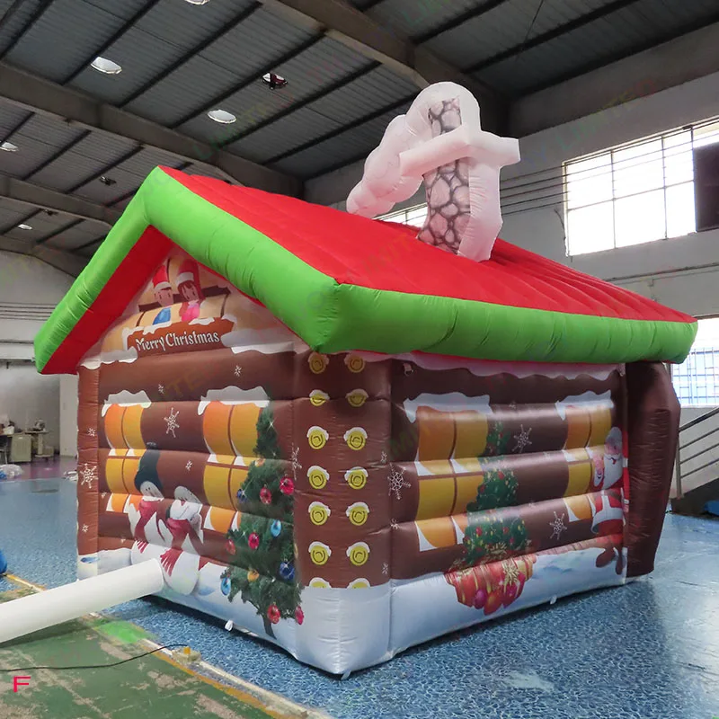 free air shipping 3x3x2.5m Full Printing Inflatable Santa Grotto Inflatable Christmas House Party Tent