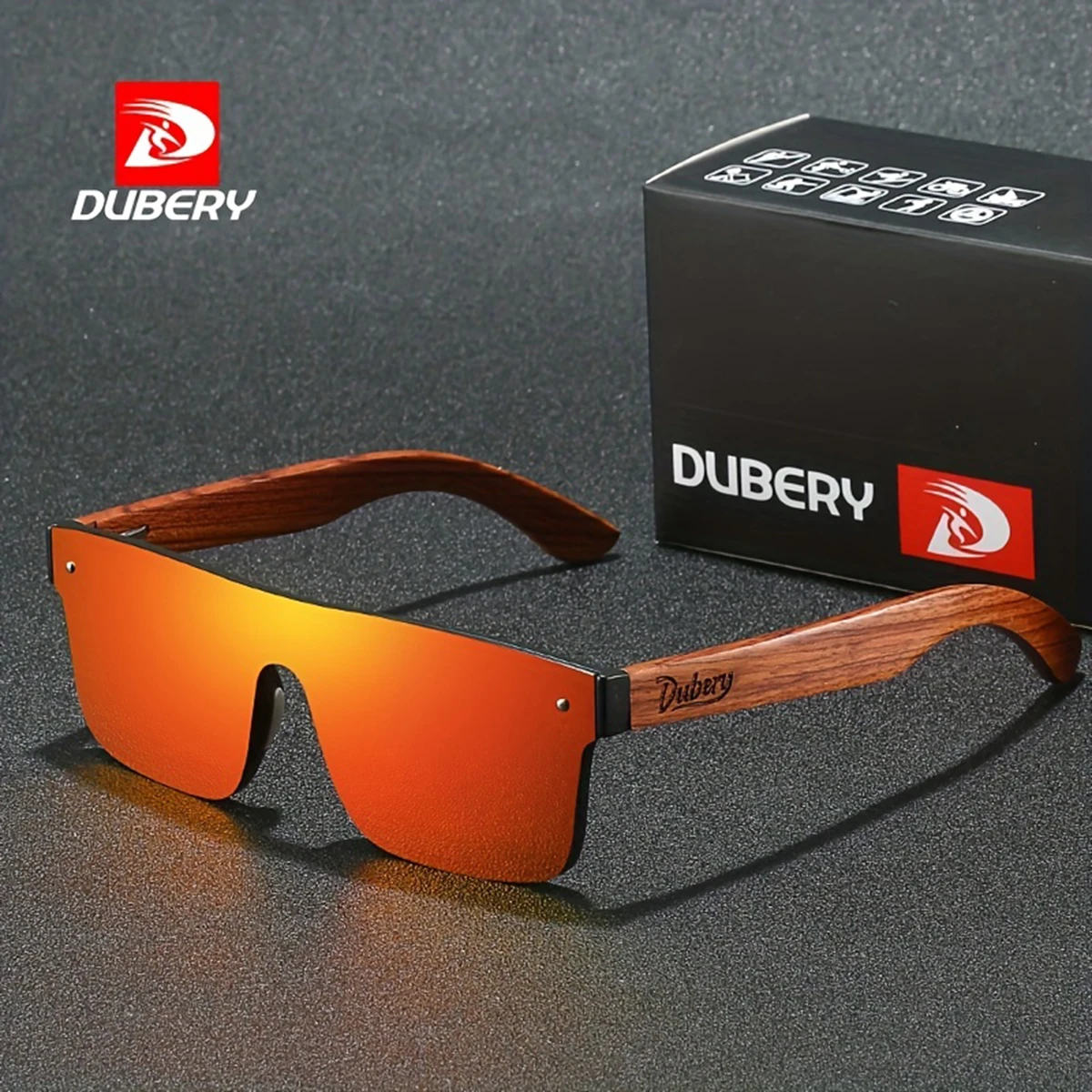 DUBERY Drewniane okulary przeciwsłoneczne z polaryzacją UV400 dla mężczyzn i kobiet, 6 kolorów, model 219