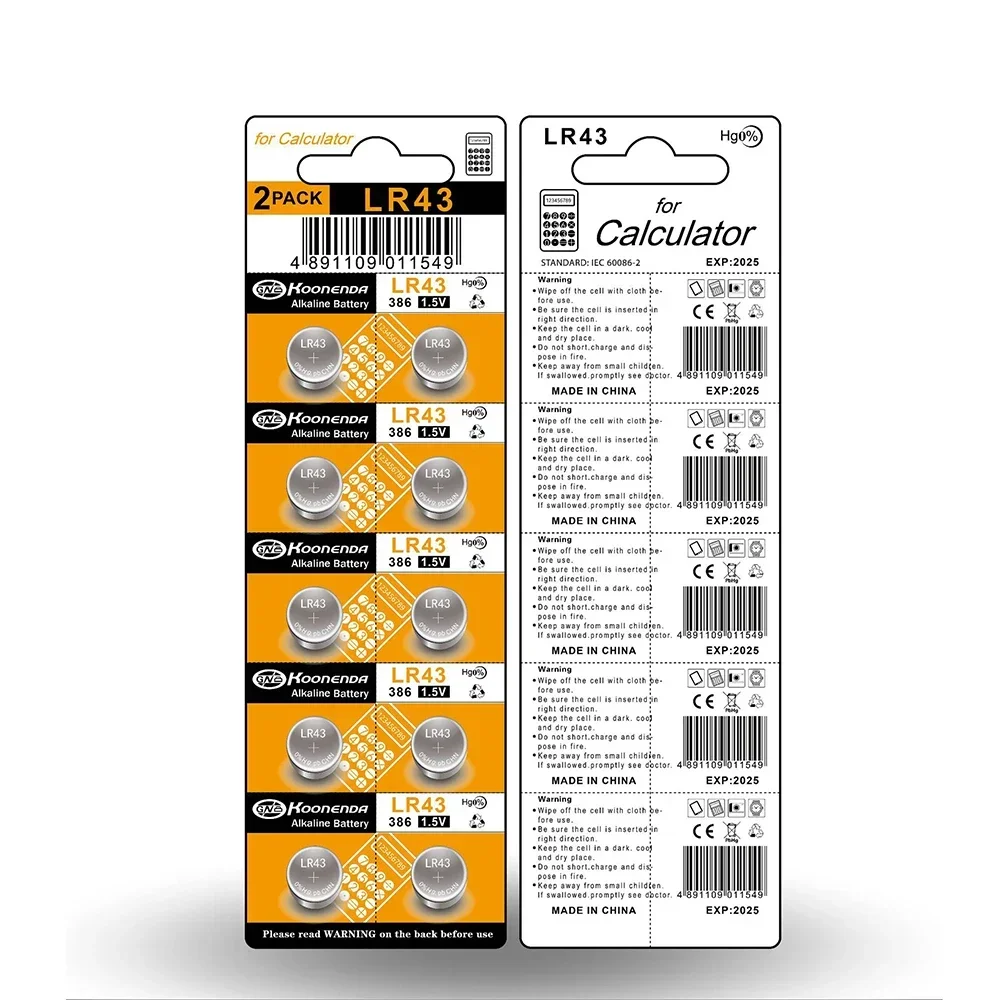 100 Uds 1,55 V AG12 LR43 100mAh pila de botón SR43 386 LR1142 V12GA AG 12 SR43W SR1142 pila de moneda reloj juguetes batería remota