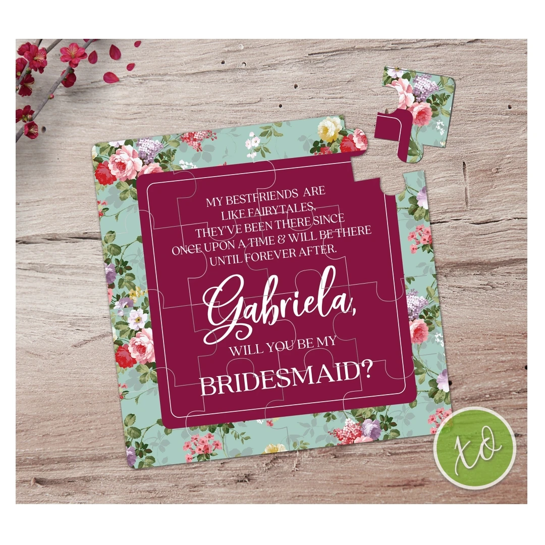 

Персонализированная головоломка 16*16 см, красивая головоломка на заказ, предложение подружки невесты лучшего друга, 3*5 = 15 шт. пазлы, свадебные приглашения, лучший подарок