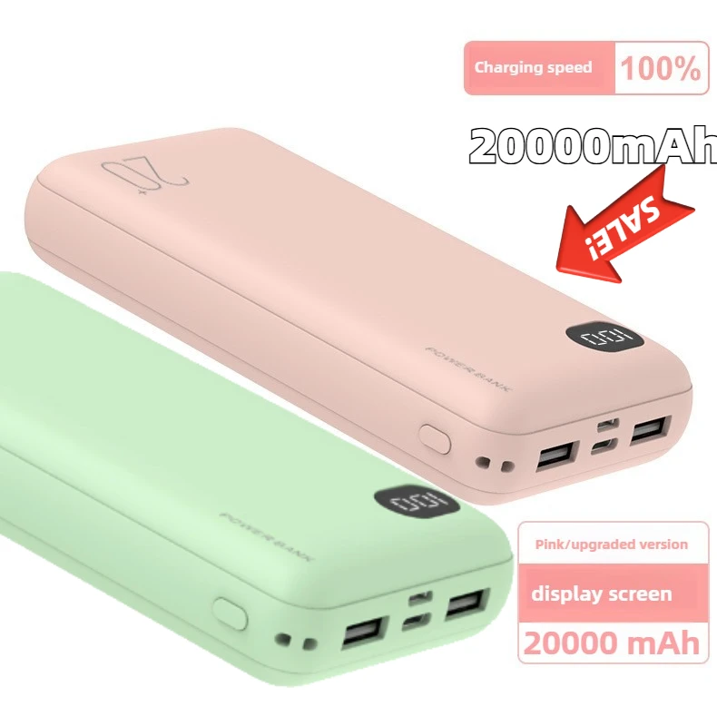 بنك الطاقة الموضة 20000mAh شاحن محمول خارجي Powerbank 2.1A شحن سريع LED عرض شاحن الهاتف للهواتف الذكية
