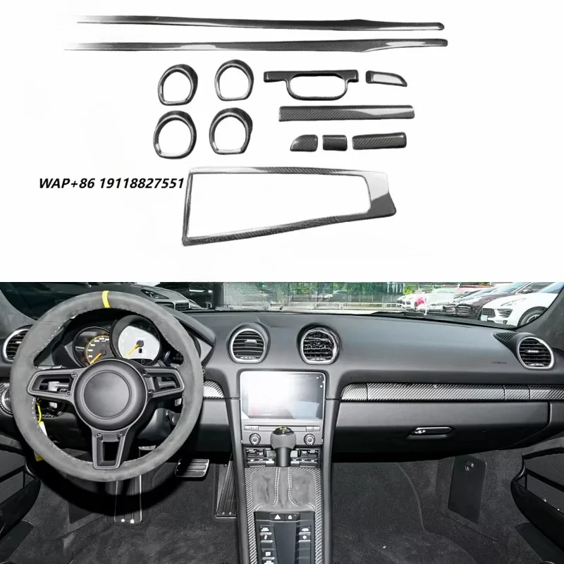 Carbon Fiber Inside Door Dashboard Trim Cover for  718 Boxster 982 981 Cayman Add on Style Car Interior Parts Accessories
