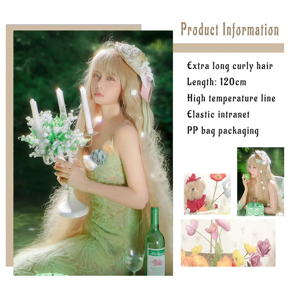 WEILAI-Cabelo encaracolado extra longo com Franja para mulheres, perucas sintéticas, fibra resistente ao calor, festa cosplay, lolita, 47 in