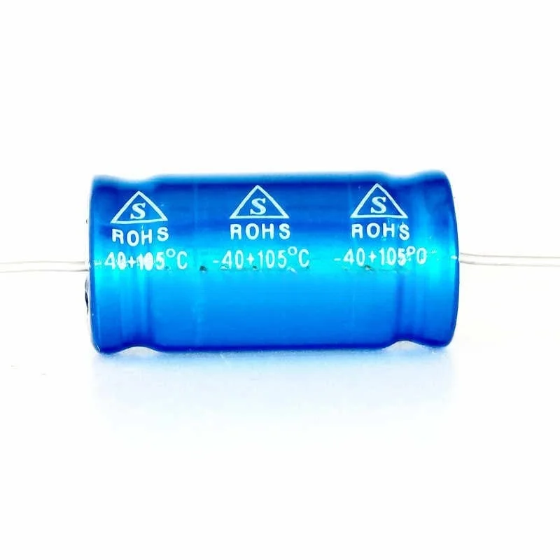 10/100pcs New original 2.2/3.3/100/4.7/6.8 uf100v loudspeakers promise axial electrolytic capacitor divider horizontal blue