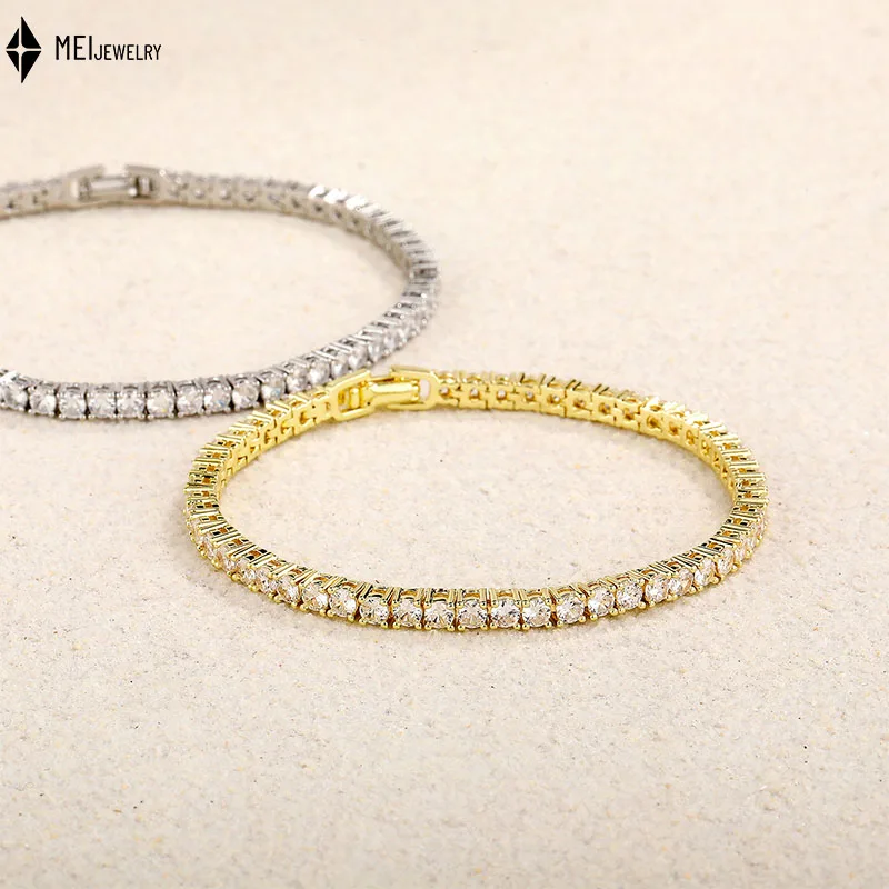 

Iced Out Charm Lucky Clover 4MM Tennis Chain Bracelet Black Drip Oil Micro Paved Cubic Zircon Chain For Men Women Jewelry