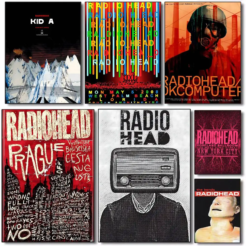 Rock Band Characters Radiohead Poster Art Canvas HD Aesthetic Printing Paper Wall Art for Living Room Bar Fashion Home Decor