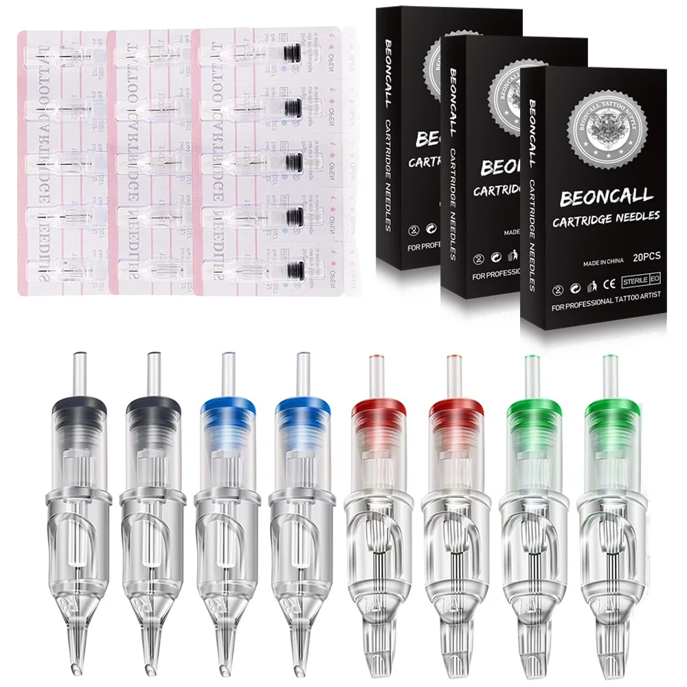 

80/60/40/20PCS Mixed Size Tattoo Cartridge Needle RL/RS/RM/M1 Disposable Stainless Steel EO Gas Sterilized Tattoo Needles Supply