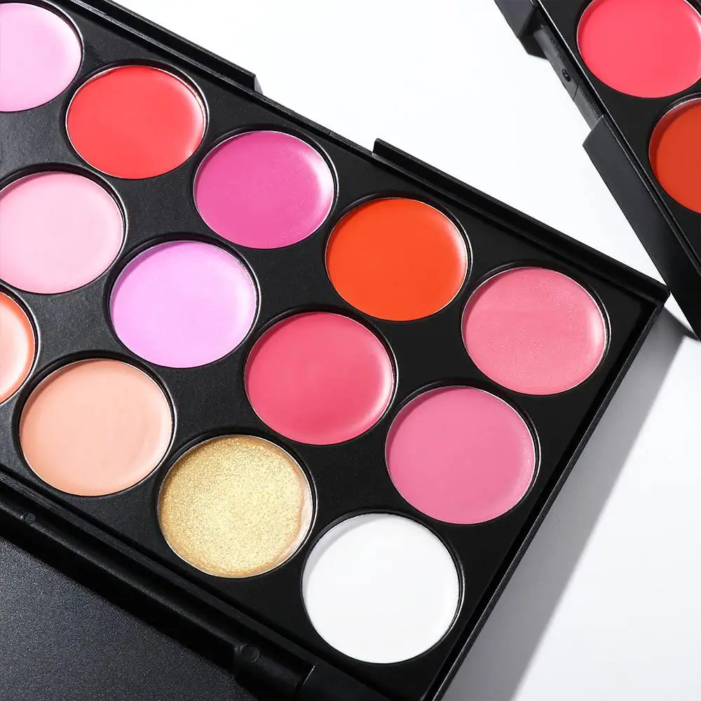 Nicht klebende, matte Lippenstift-Palette mit Tasse, langlebig, feuchtigkeitsspendend, 15-farbige Lipgloss-Palette, rotes, wasserfestes Lippen-Make-up-Werkzeug