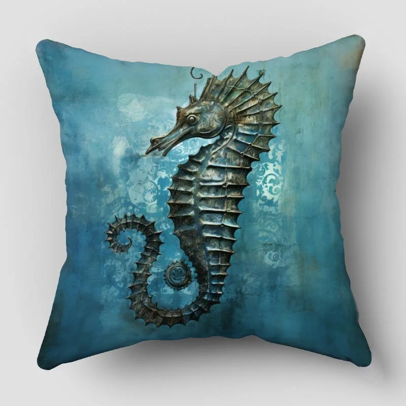 Musife Seahorse Octopus Pillowcase Art Square Zippered Pillow Cover 35*35,40*40,45*45cm wholesale