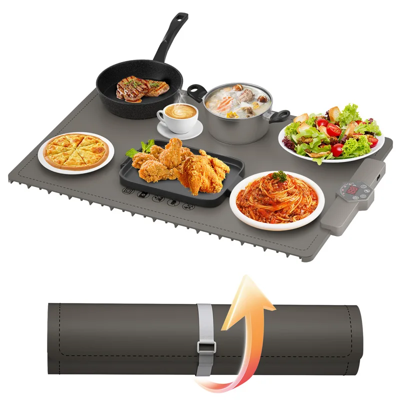 Food heating pad Flexible silicon tray heating plate Roll up Easy storage Portable food heating pad