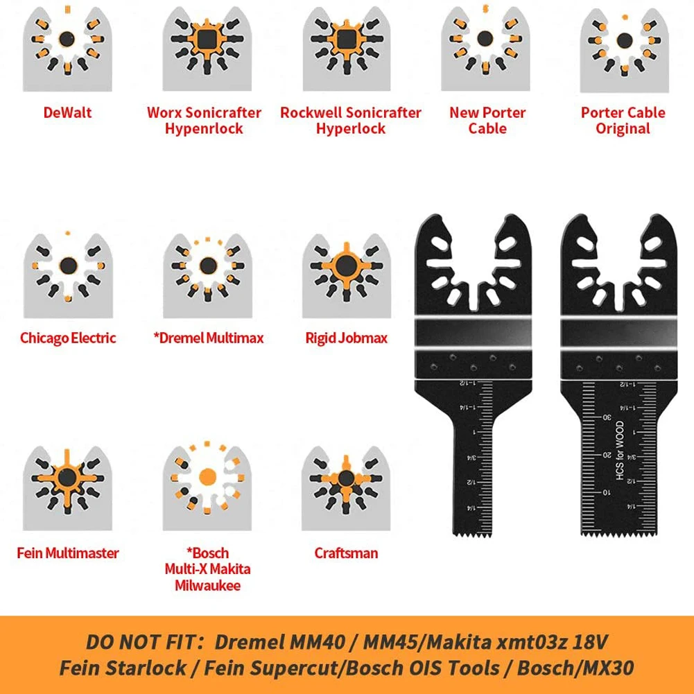 Hoja de sierra oscilante de cambio rápido, herramienta múltiple para Fein Black & Decker Bosch Chicago Roybi Milwaukee Makita Craftsman Dewalt, 124