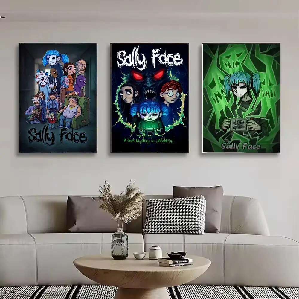 Game Sally Face Game Inspired Painting Calligraphy Stylish Canvas Poster Wall Art for Bedroom Living Room Study Home Decor Gift