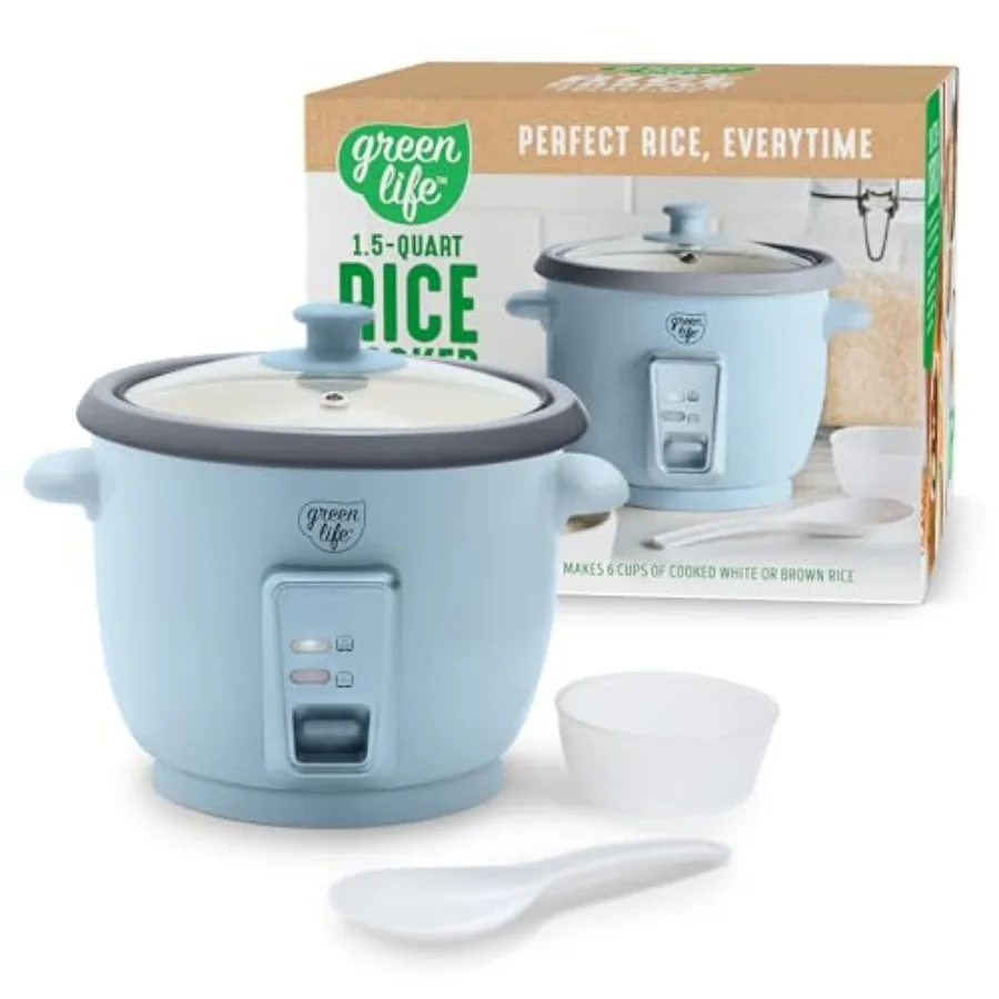 

Rice Cooker with Removable PFAS-Free Ceramic Nonstick Pot, 3-Cups Uncooked/6-Cups Cooked, Grains and Oatmeal Multicooker, Compa