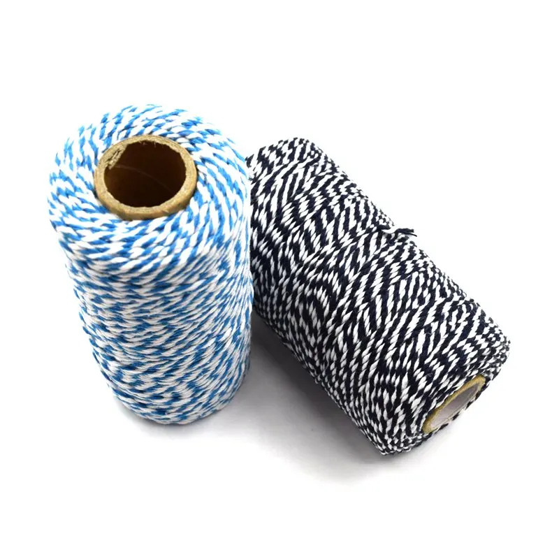 2mm Cotton Cord Twine String Rope Two-color Cotton Hand Craft DIY Twine Room Textile Gift Packaging Christmas Wedding Decoration