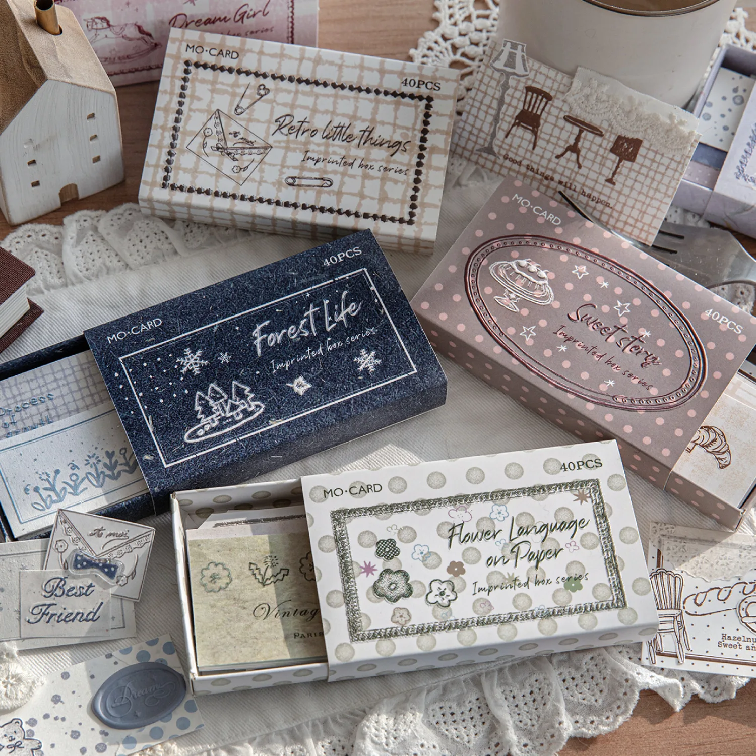 6packs/lot Kawaii Stationery Stickers Imprint Box Junk Journal Paper stickers Planner Decorative stickers