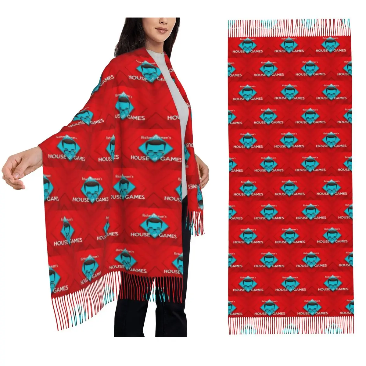 Richard Osman's House Of Gam Scarf Tassel Scarves for Women Soft Warm Shawls and Wraps Large Fall Winter Shawl Wrap