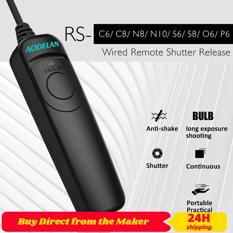 

AODELAN Wired Shutter Release Remote Switch for autofocus, continuous, single, long exposures shooting, avoid vibration