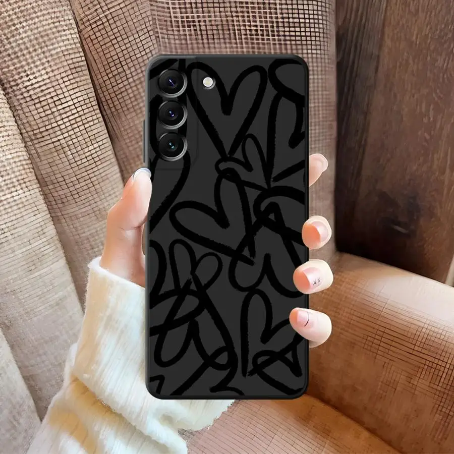 Creative Love Heart Black Soft Phone Cover Case for Samsung Galaxy A20 A13 A10 A12 A04 A70 A40 A16 A50 A30 A15 A06 A05 A17