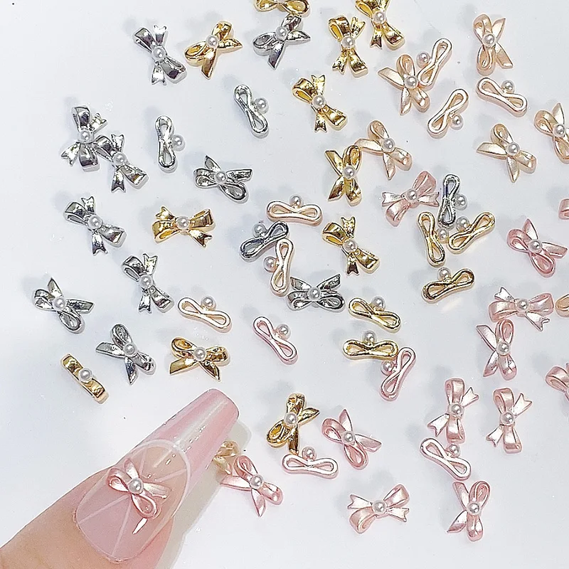 10 ชิ้น/ล็อตบัลเล่ต์ผีเสื้อโบว์เล็บโลหะ DIY เล็บ Charms 3D ตกแต่งเล็บ Perfect Nailart